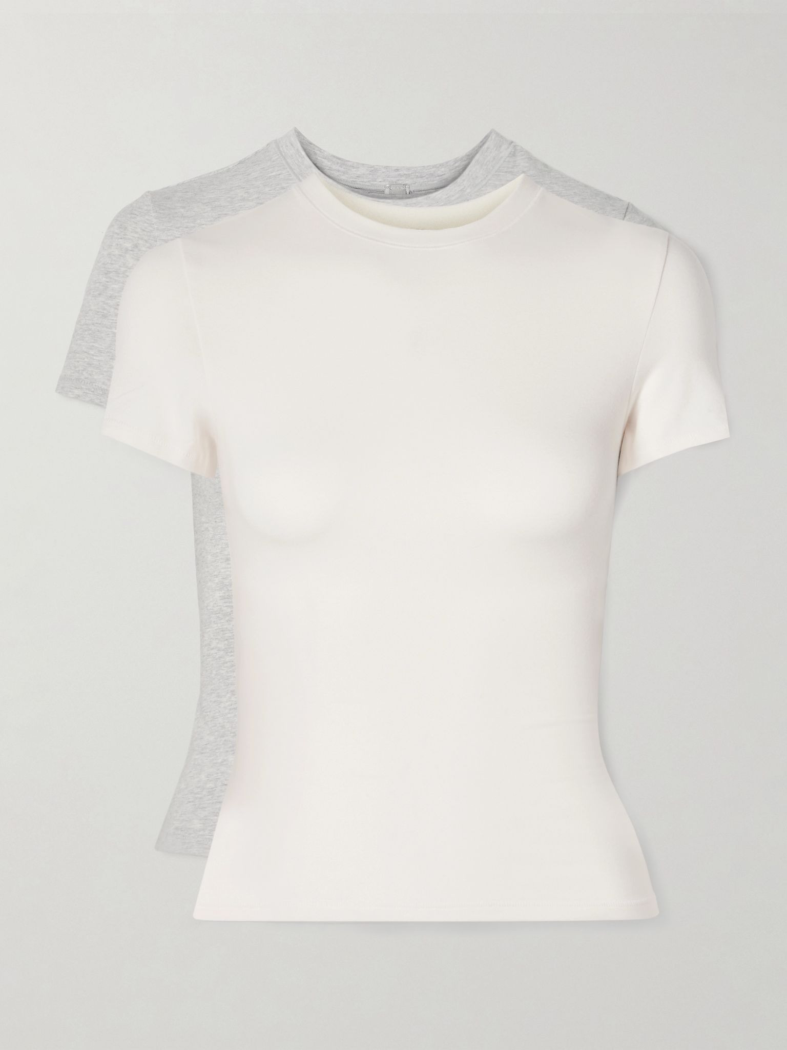 Set of two stretch-cotton jersey T-shirts - Light Heather Grey, Marble Light gray - 1