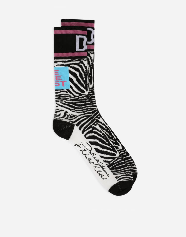 Flamingo-print cotton socks - 1