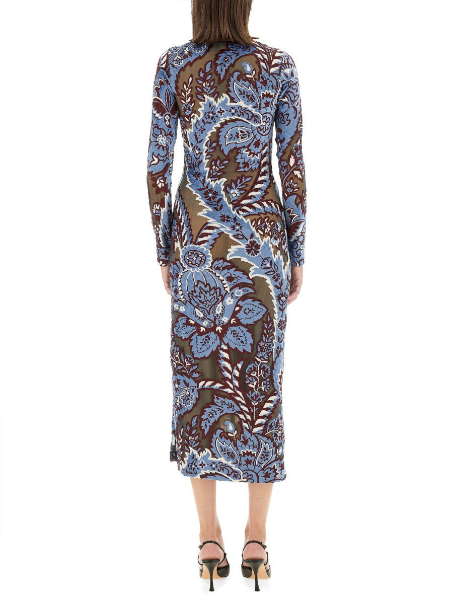 Etro Women Velvet Jacquard Tulle Dress - 3