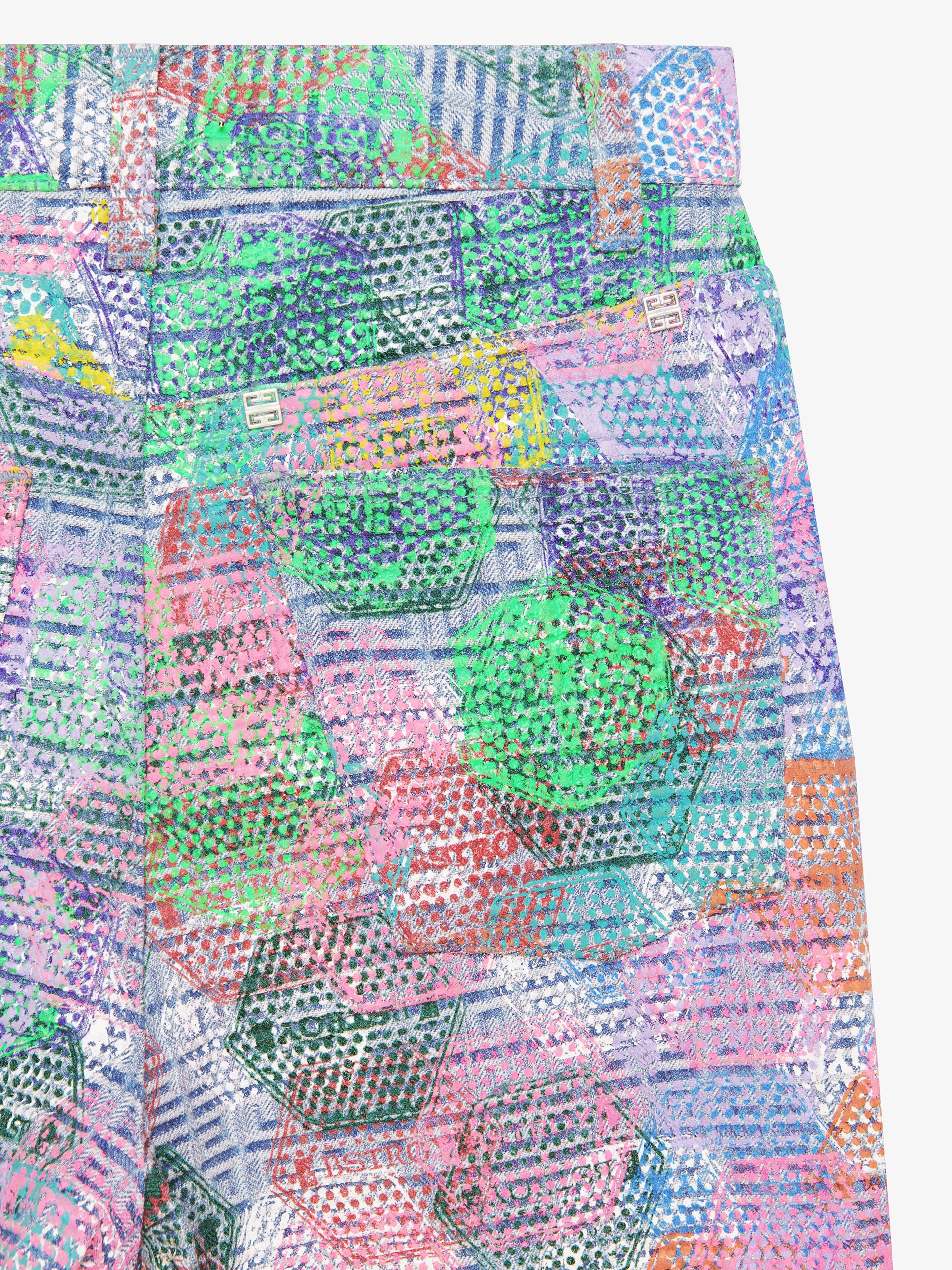 SLIM FIT JEANS IN 4G DENIM WITH ALL-OVER PATCH PRINT - 5