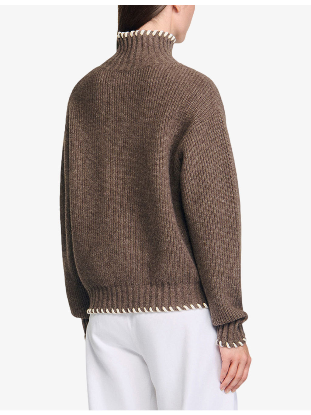 Contrast-Stitch Turtleneck Wool-Blend Jumper - 4