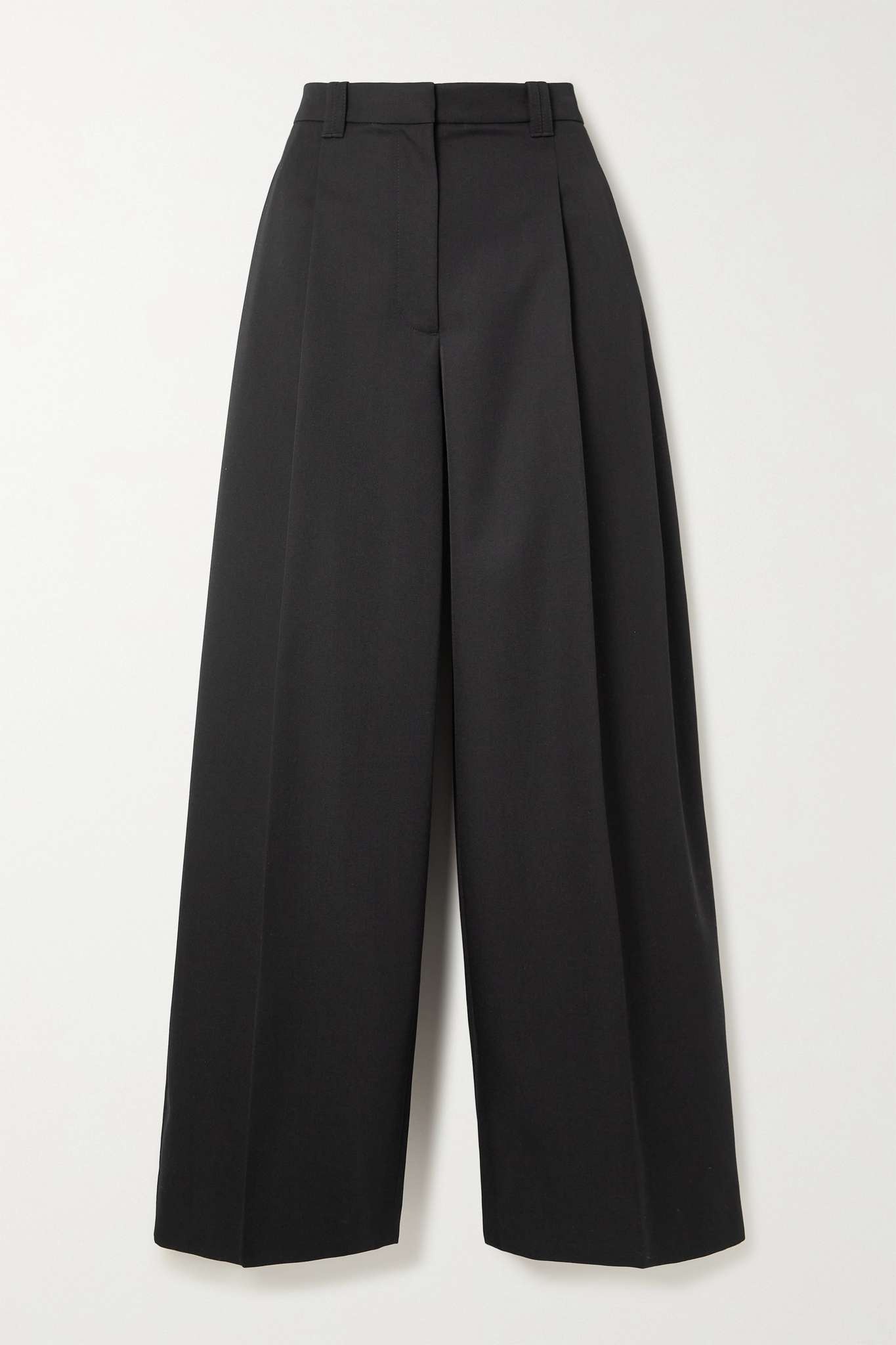 Pleated wool-blend twill wide-leg pants - 1