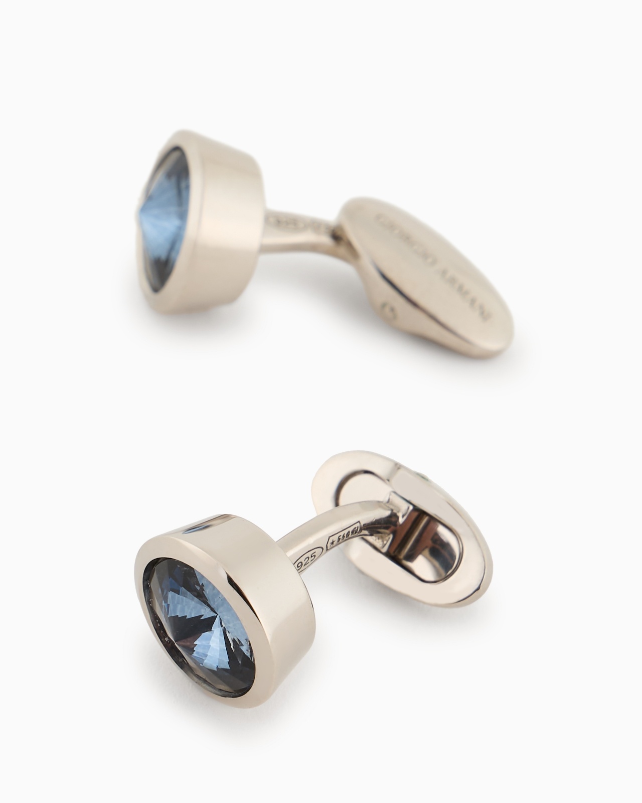 STERLING SILVER CUFFLINKS WITH A COLOURED CRYSTAL - 2