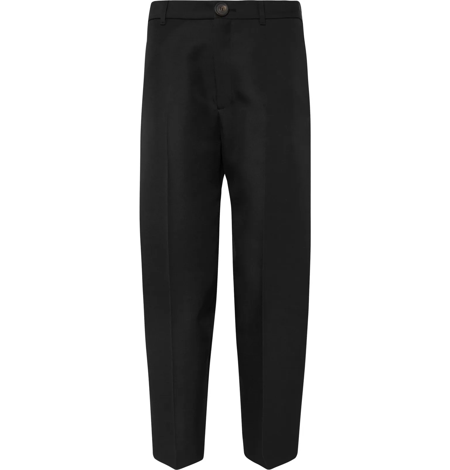 Black Wide-Leg Twill Trousers - 1