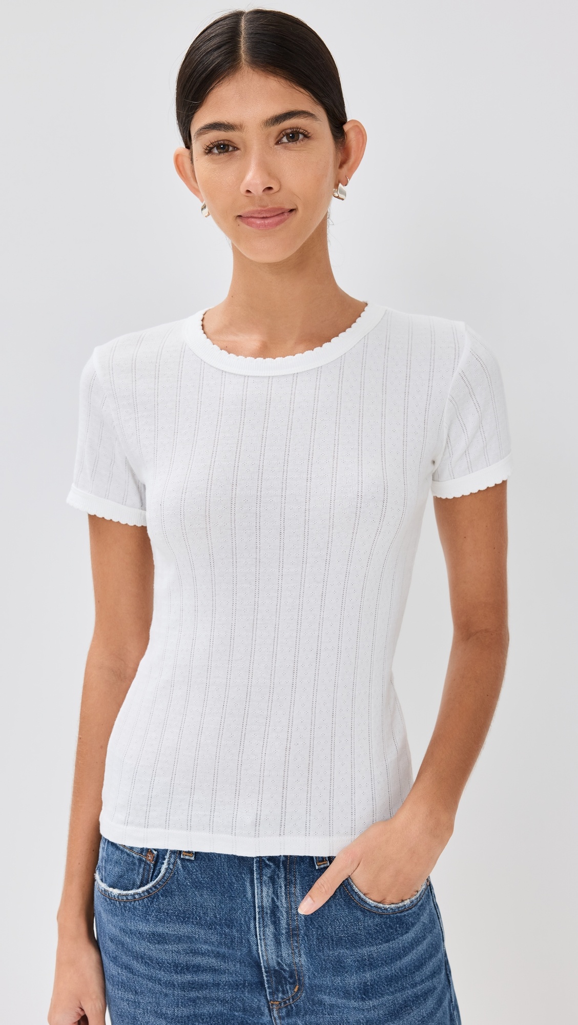 Pointelle Short Sleeve Tee - 6