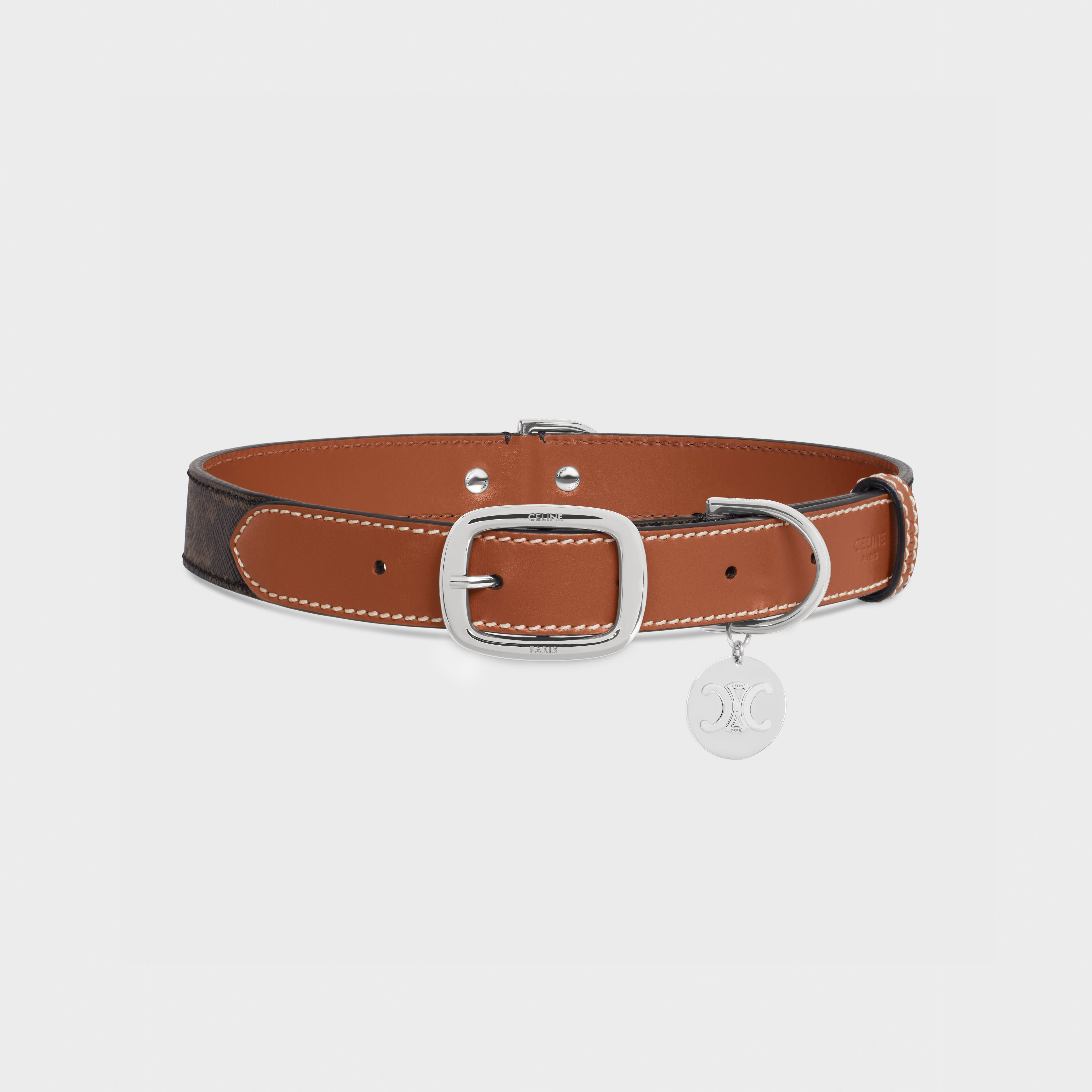 Wide Large Dog Collar in Triomphe Canvas and Calfskin - 1