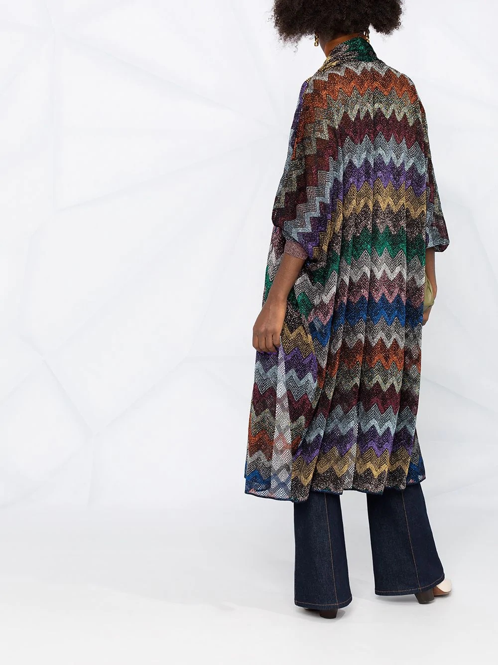 chevron knit open cardigan - 4