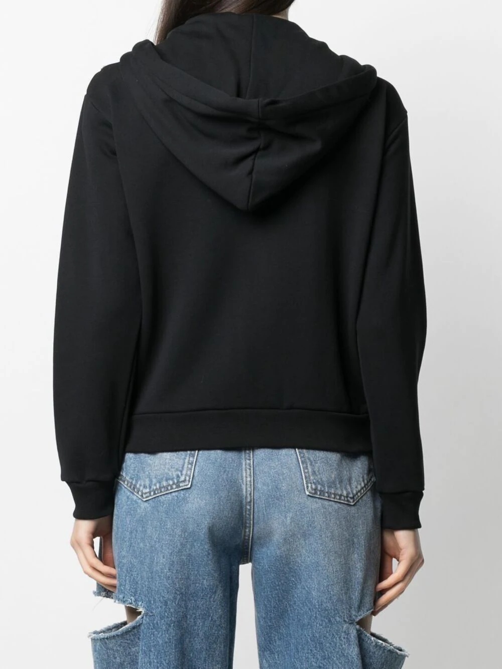 Crystal-fringe hooded zip-up - 4