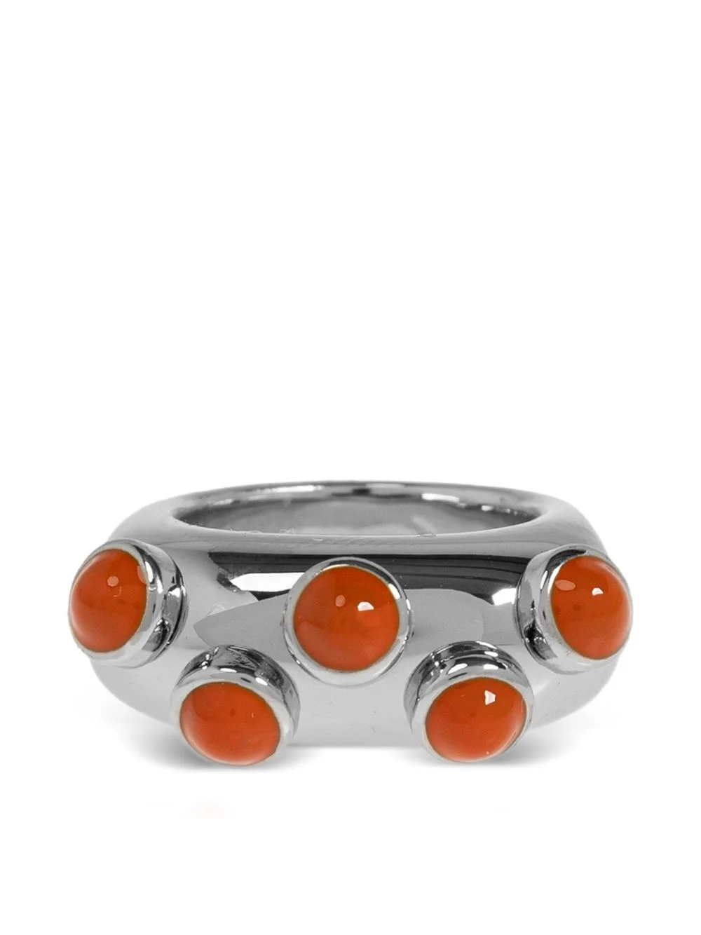 cabochon-embellished brass ring - 1