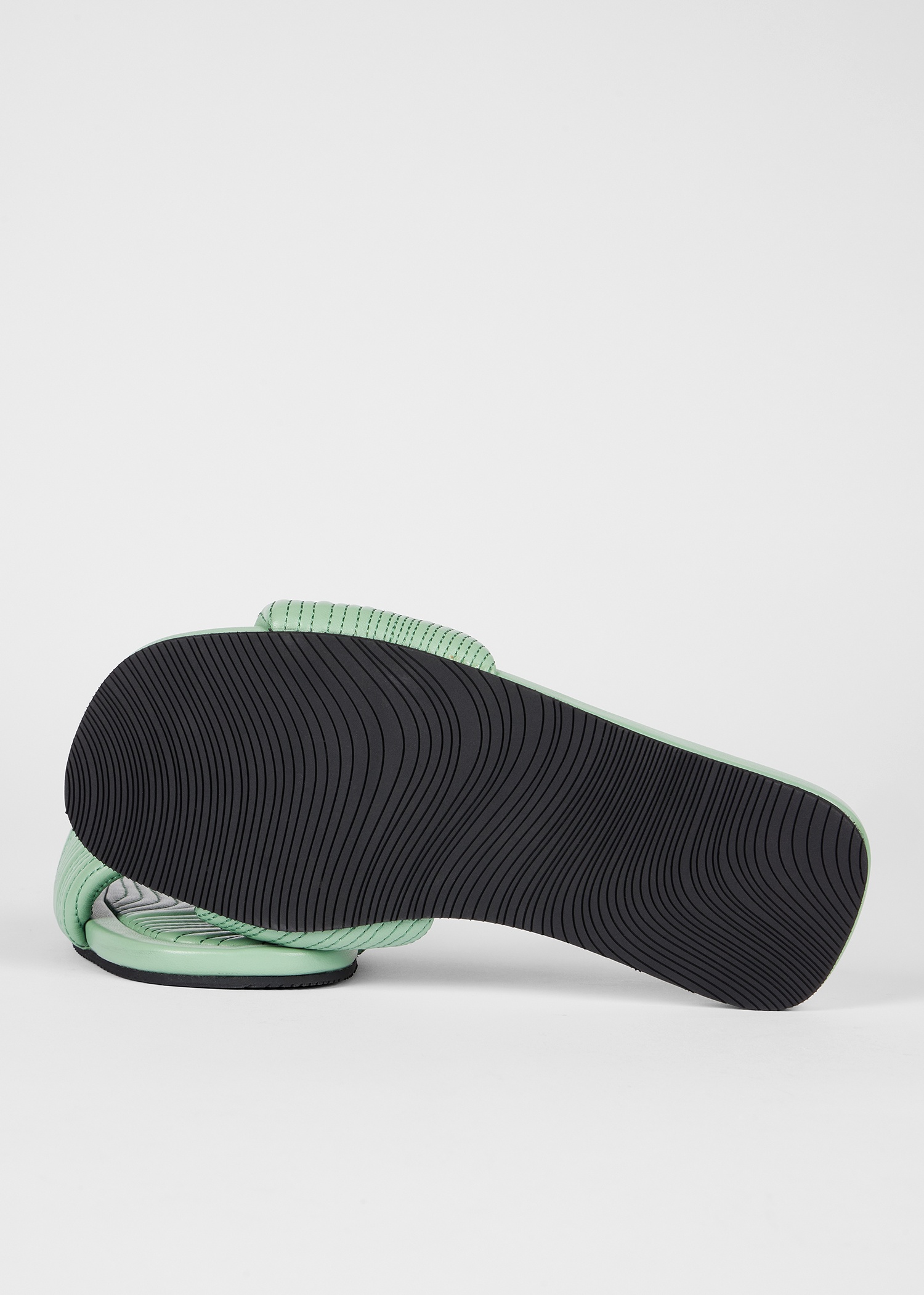 Women's Green Leather 'Laurel' 'Swirl' Stitch Sliders - 3