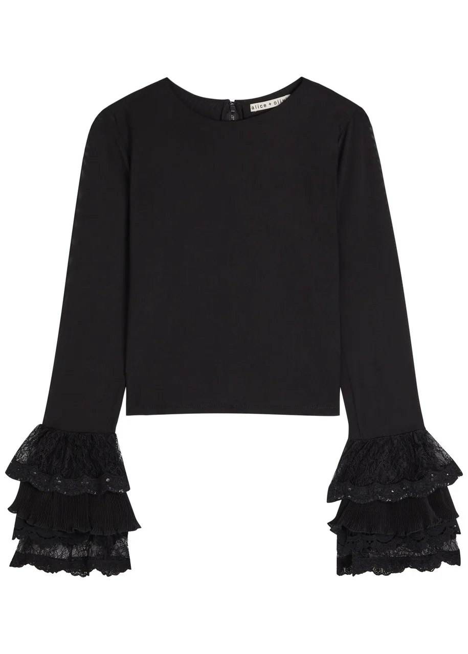 Alice + Olivia Delaina Ruffled Mesh top - 1