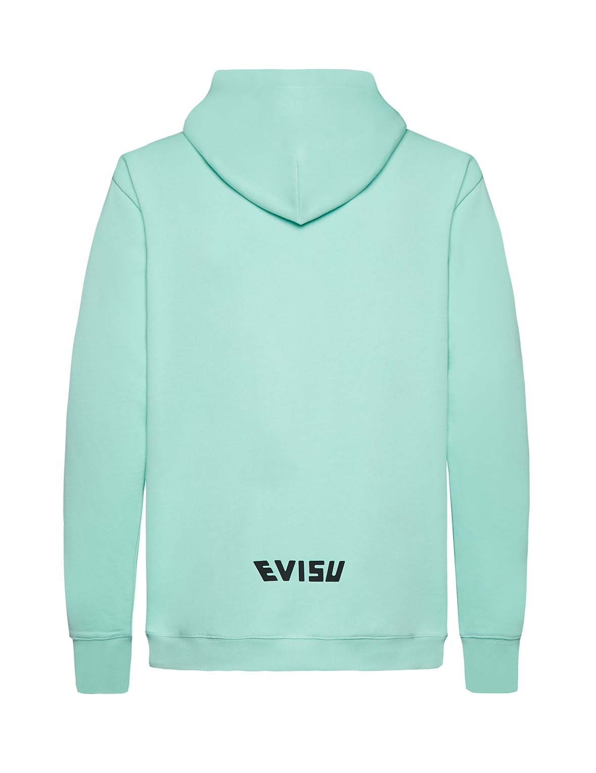EVISU GIANT PRINTED LOOSE-FIT MINT GREEN HOODIE - 8