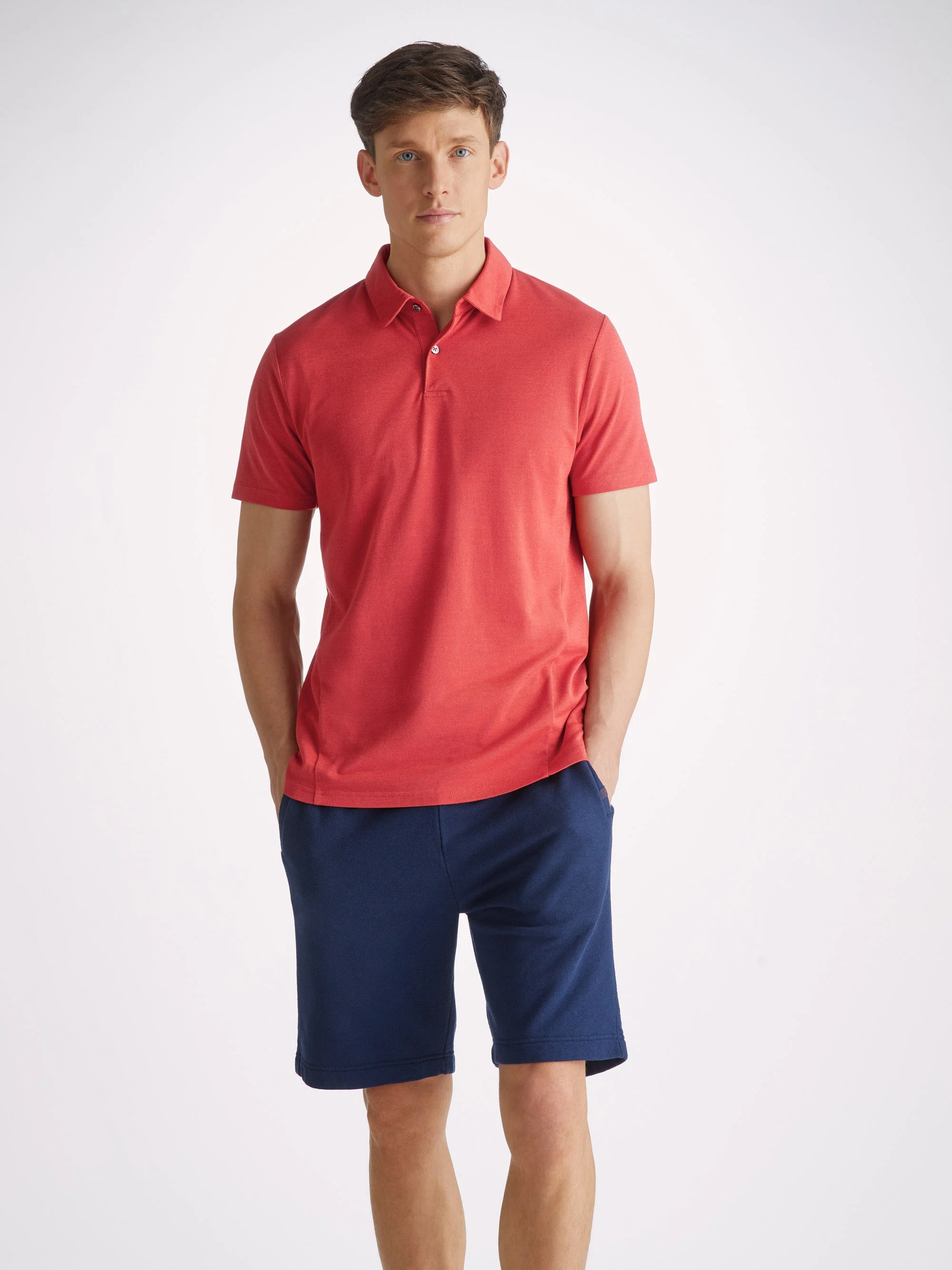 Men's Polo Shirt Ramsay Pique Cotton Tencel Red - 1