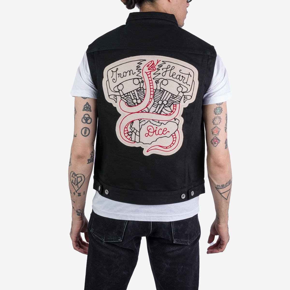 IHV-IHxDM-01 Iron Heart x DicE x Giulio Miglietta Collaboration 21oz Non-Fade Denim Type III Vest wi - 4