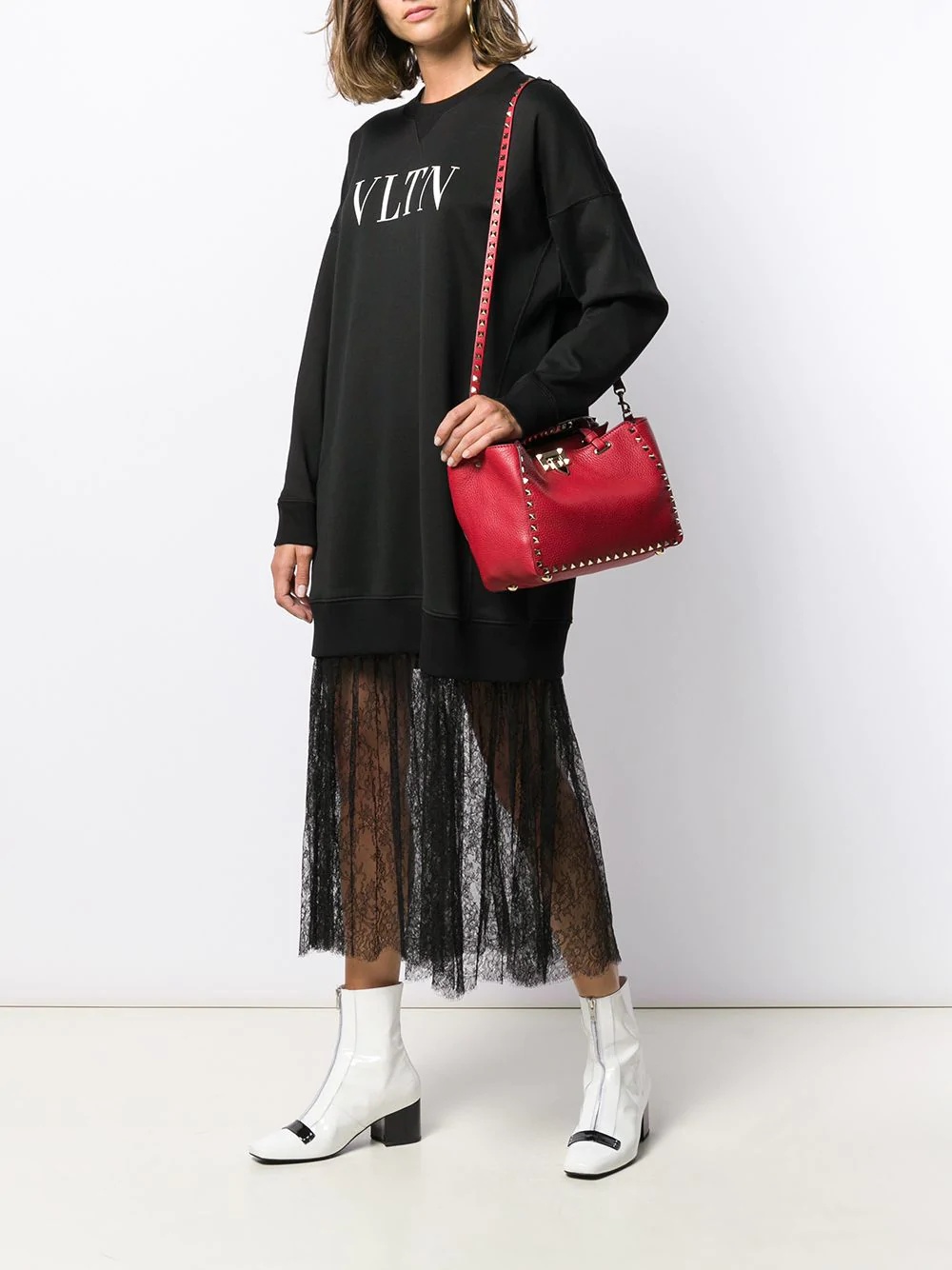 VLTN print sweatshirt dress - 2