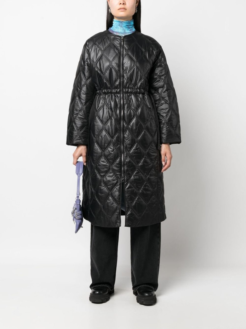 GANNI diamond-quilted zip-up raincoat outlook