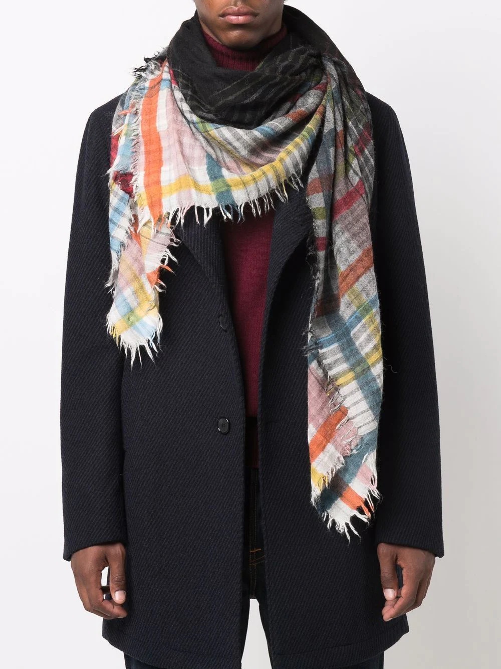 gradient plaid-print scarf - 2