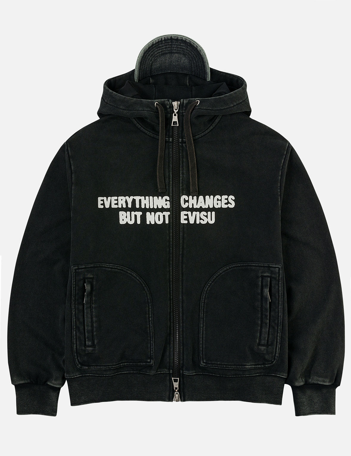 Slogan Print Oversized with Cap Hooded Jacket - 3