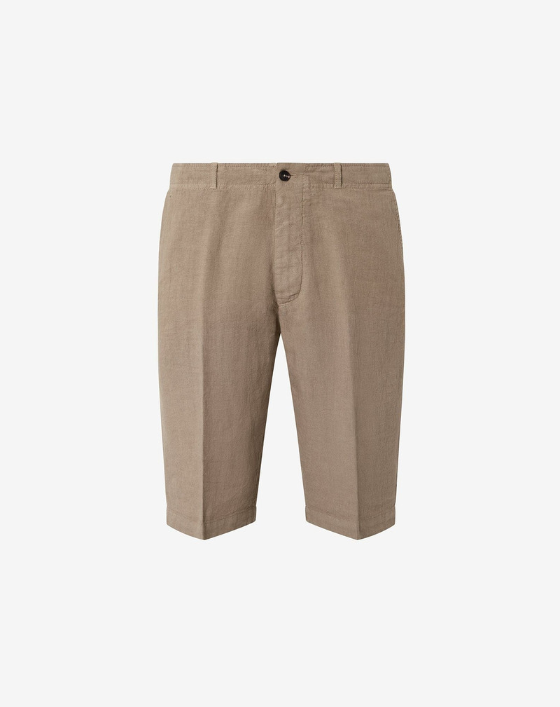 Beige pure linen Bermuda shorts 1