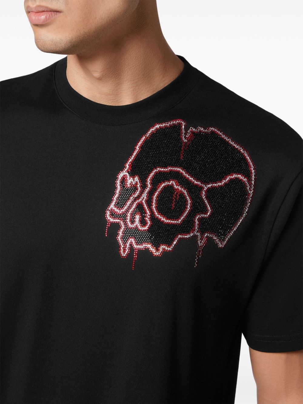 rhinestone-skull cotton T-shirt - 5