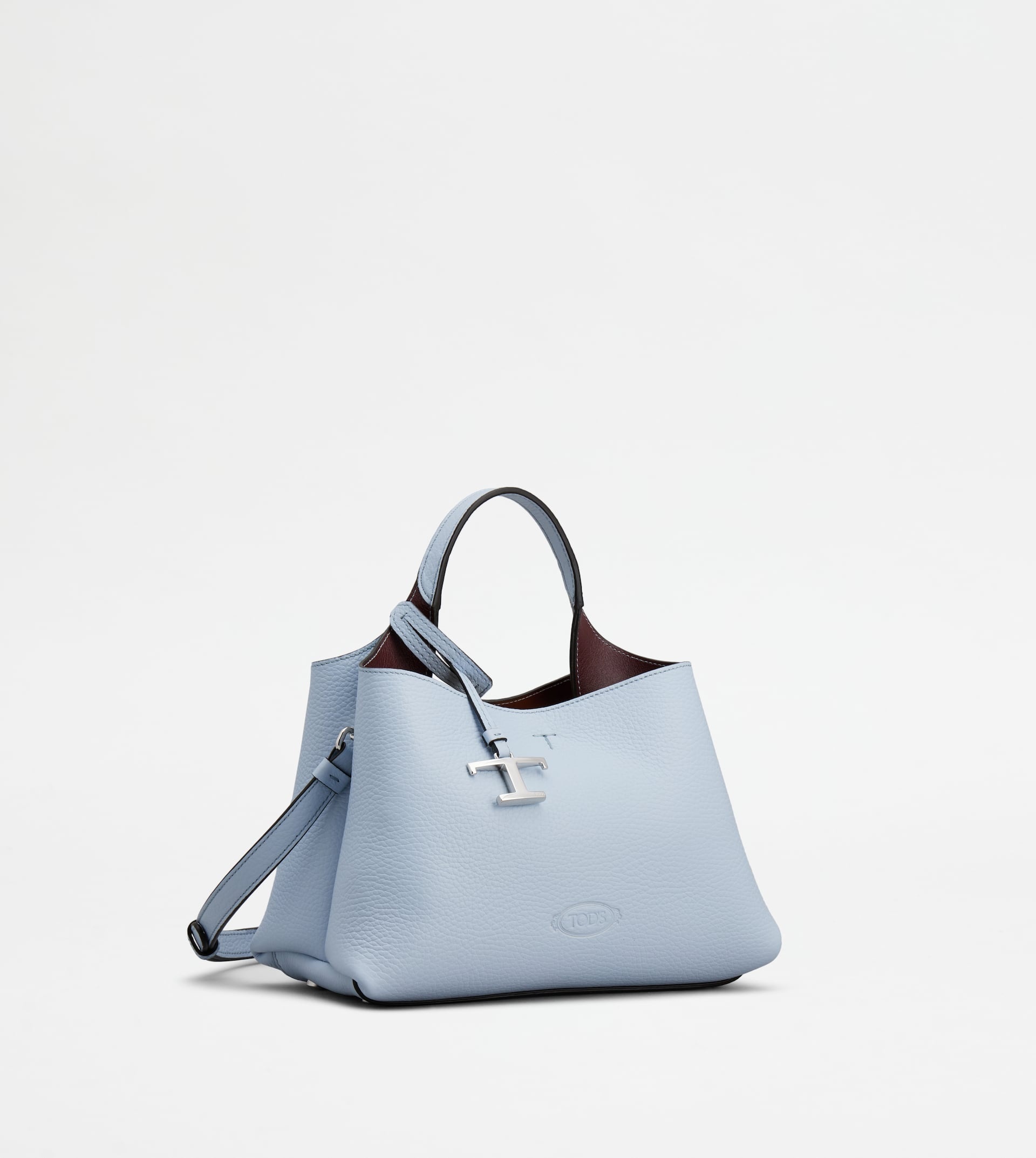 BAG IN LEATHER MICRO - LIGHT BLUE, BURGUNDY - 2