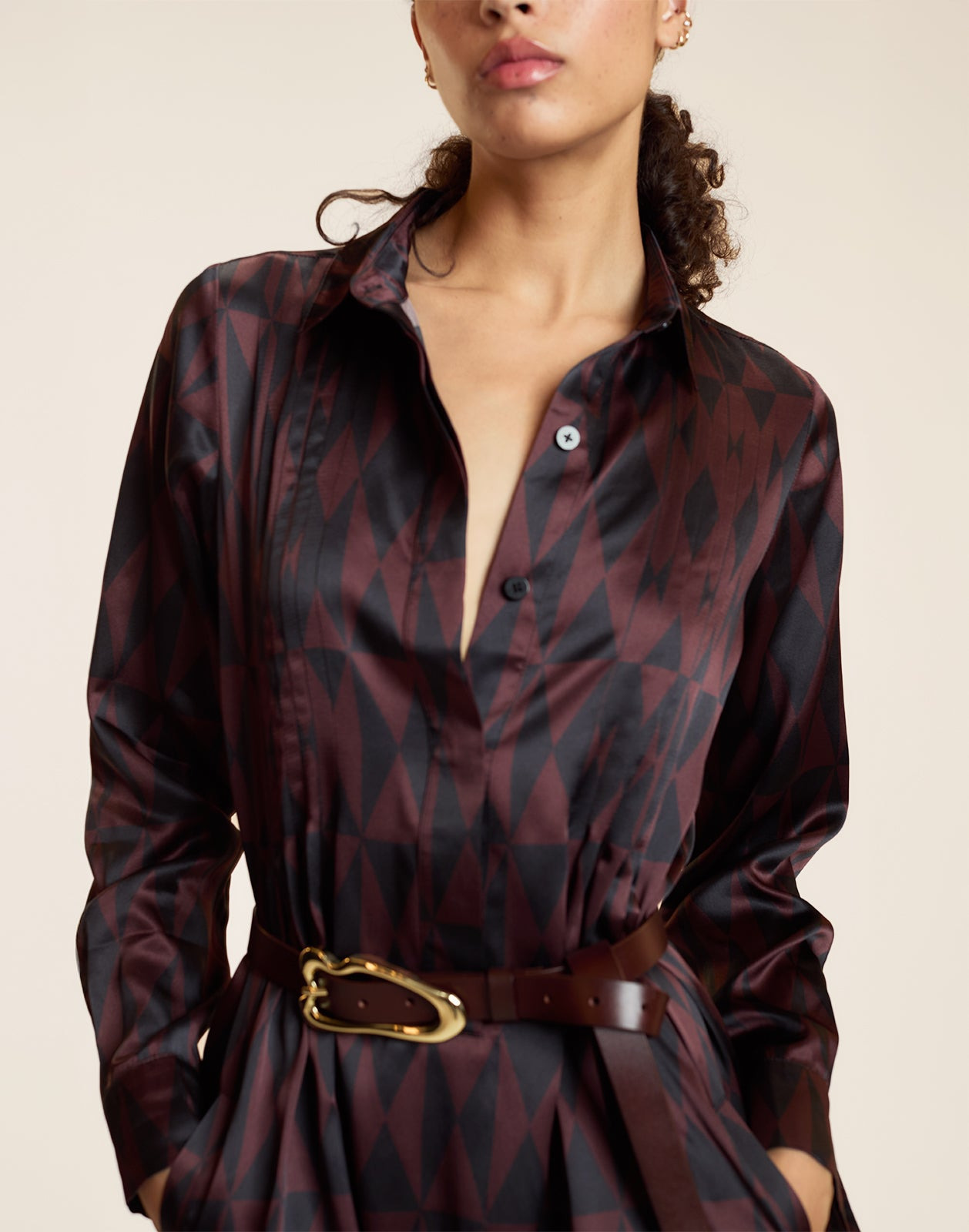 Silk Pintuck Shirt Dress - 7