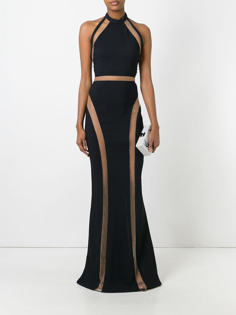 Balmain sheer panel evening gown outlook