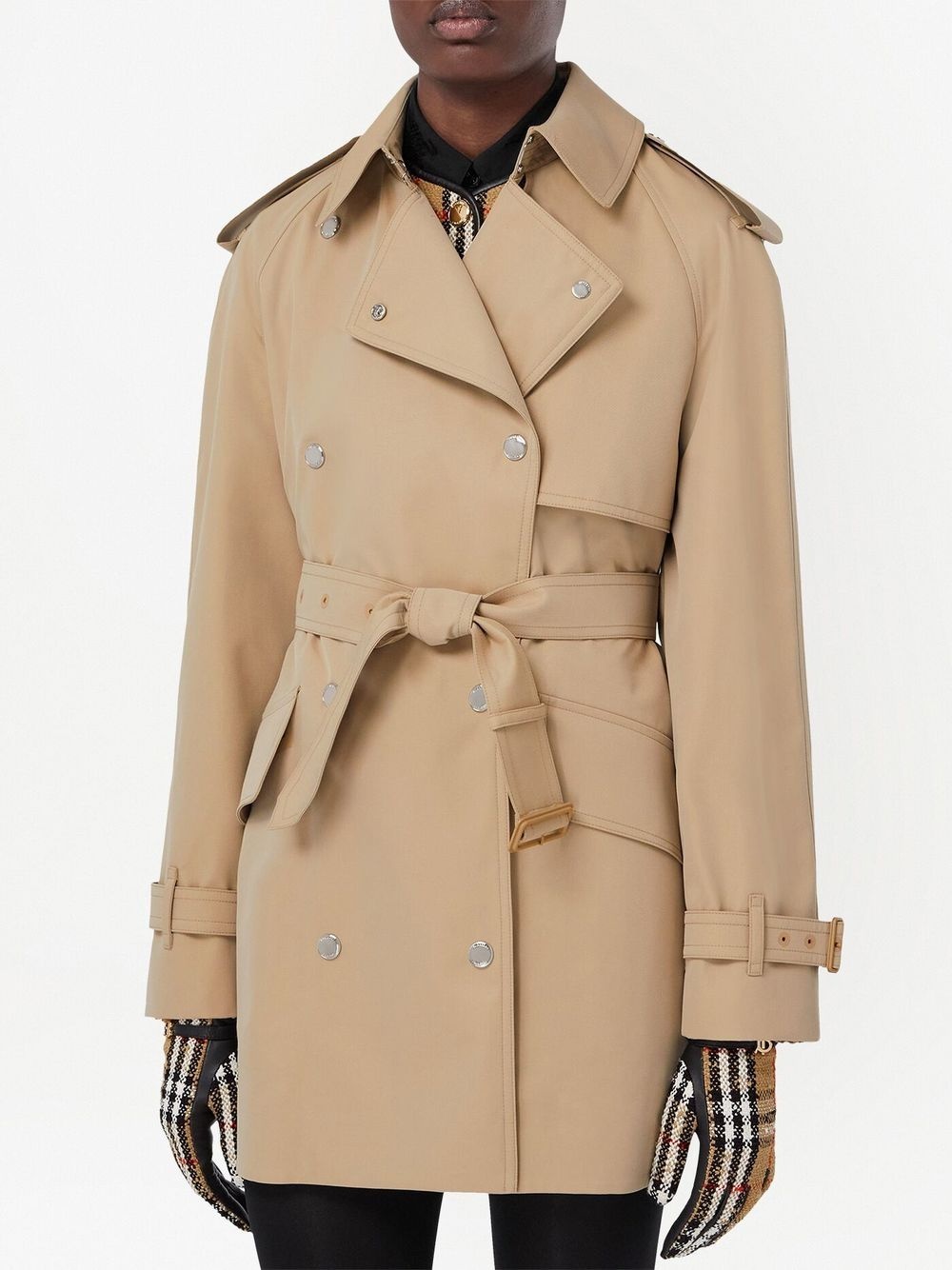 bonded cotton gabardine trench coat - 3