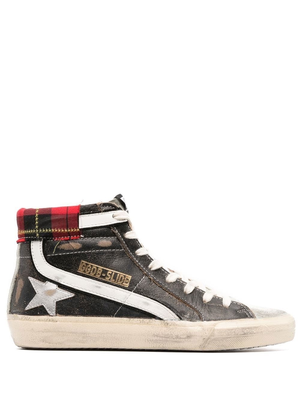 distressed-finish high-top sneakers - 1