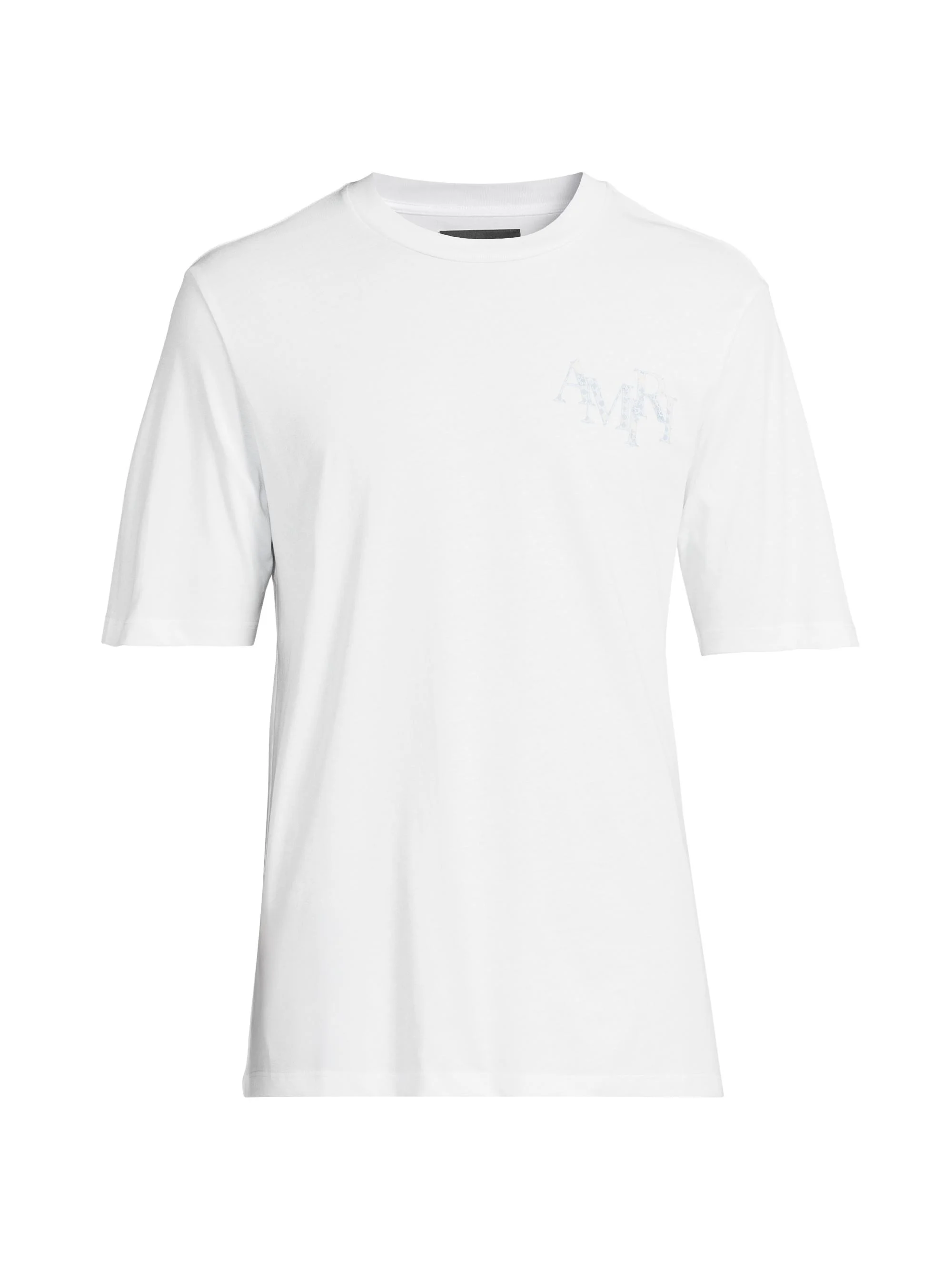 Men's Staggered Logo Cotton T-Shirt - White - 1