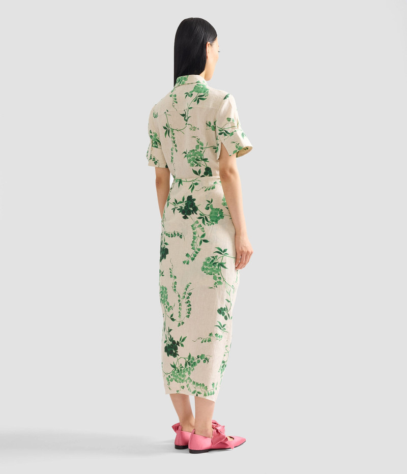 FLORAL PRINT LINEN DRAPE MIDI SKIRT 3
