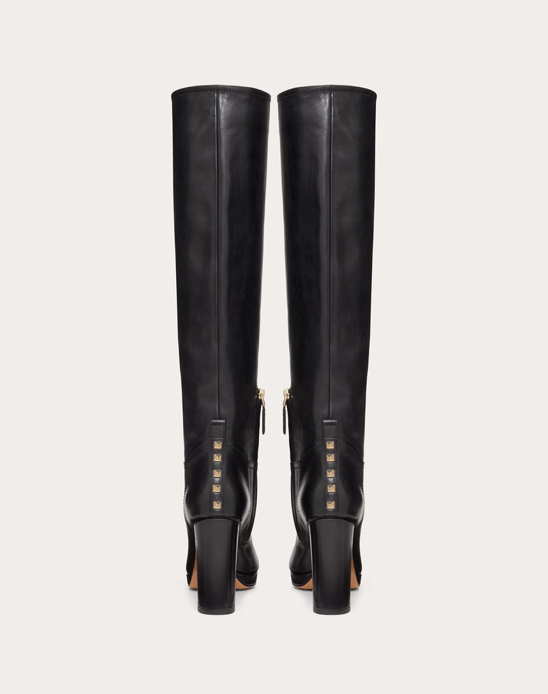 Rockstud Calfskin Leather Platform Boot 100mm 3