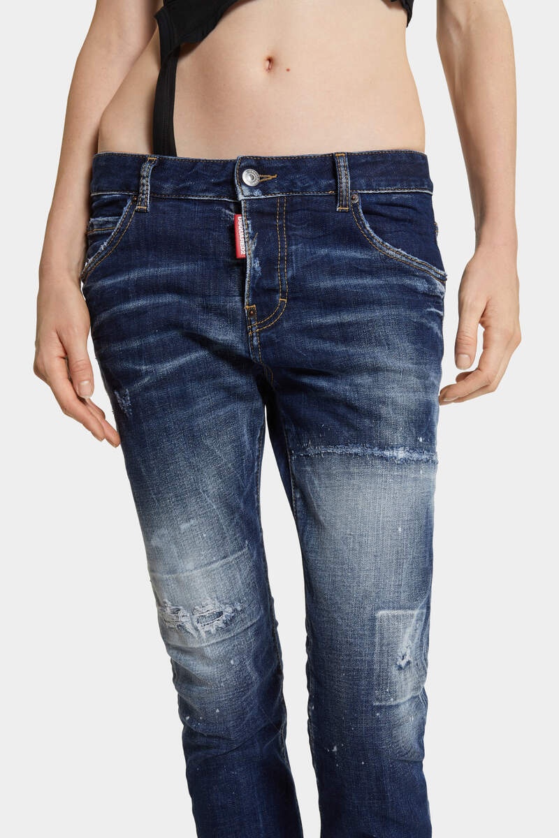DARK WHITE LINE WASH COOL GIRL JEANS - 5