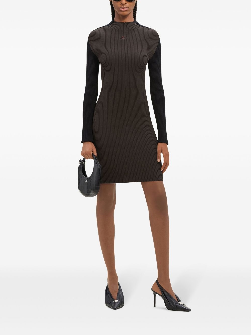colour-block ribbed-knit mini dress - 2