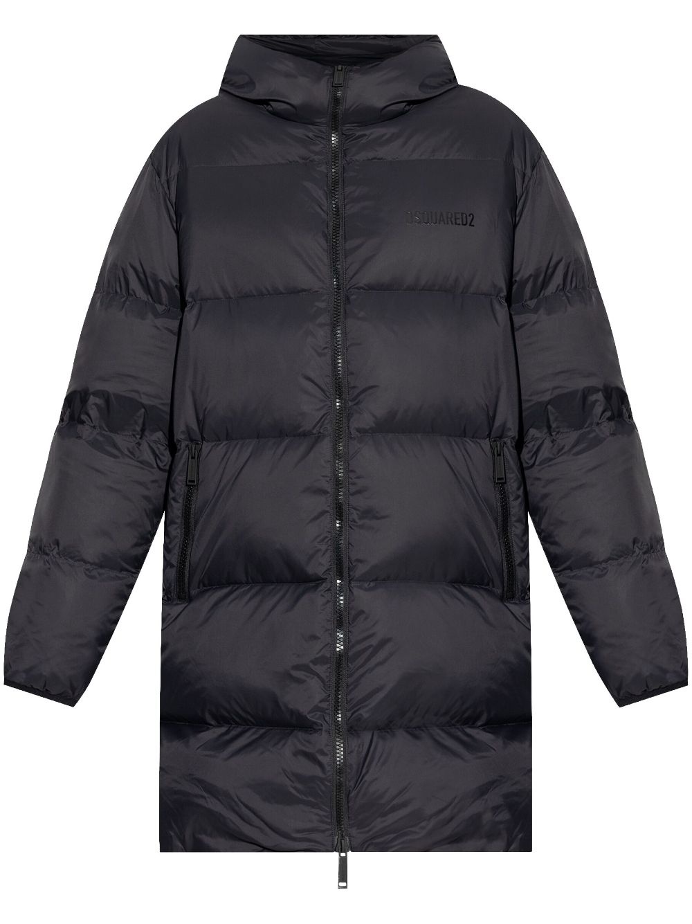 logo-print padded coat - 1