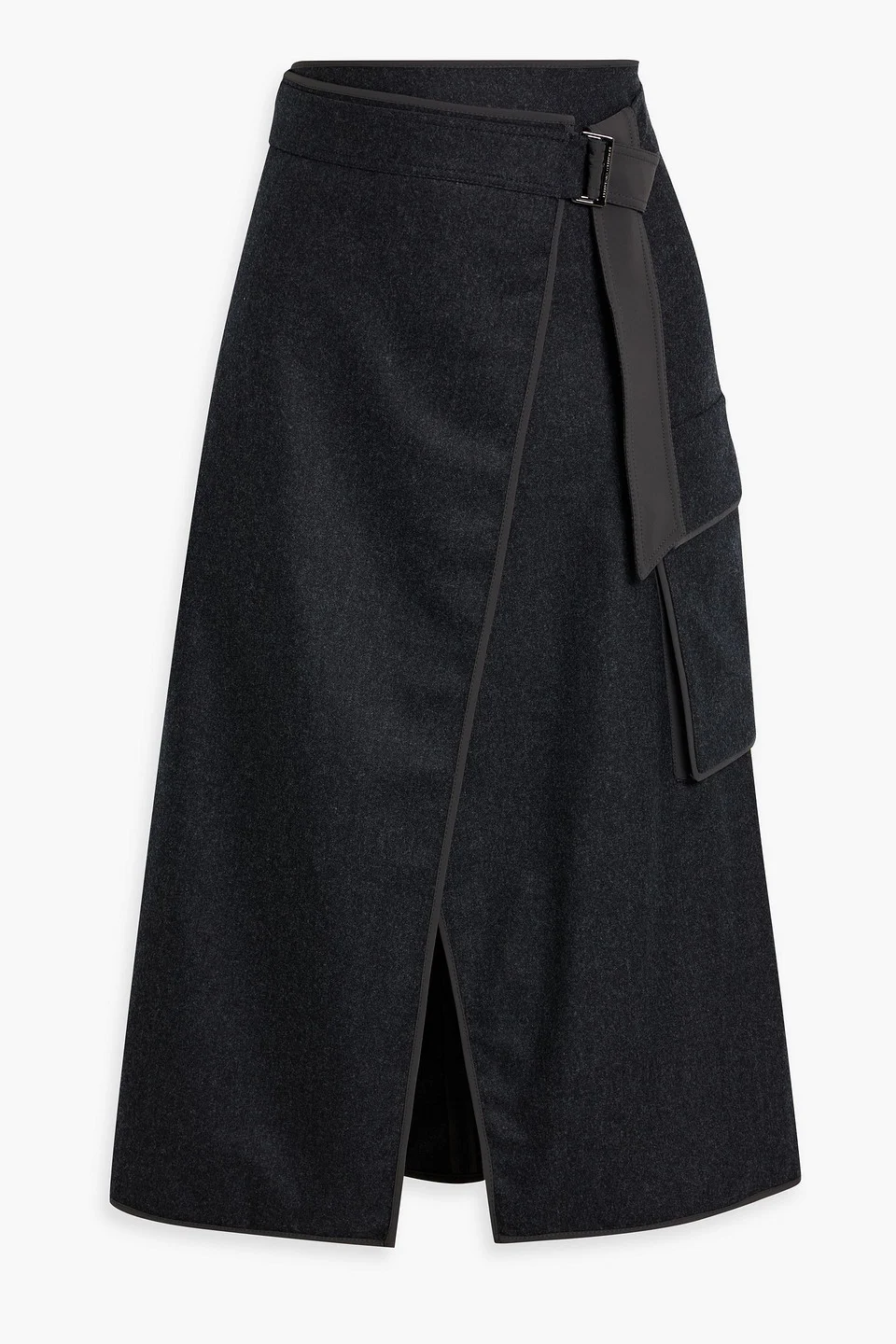 Wool-flannel midi wrap skirt - 1