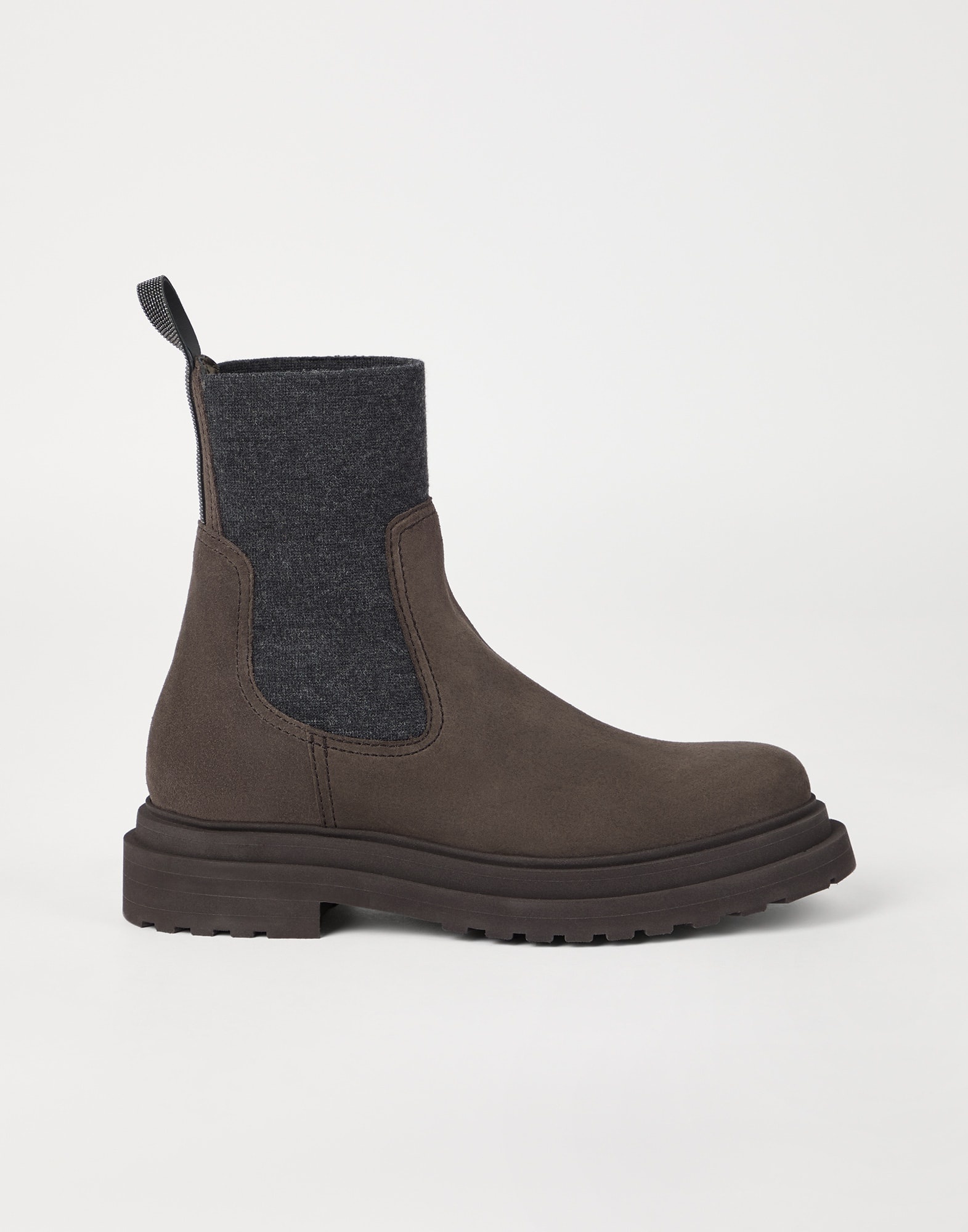 Suede boots with knit inseert and precious loop detail - 5