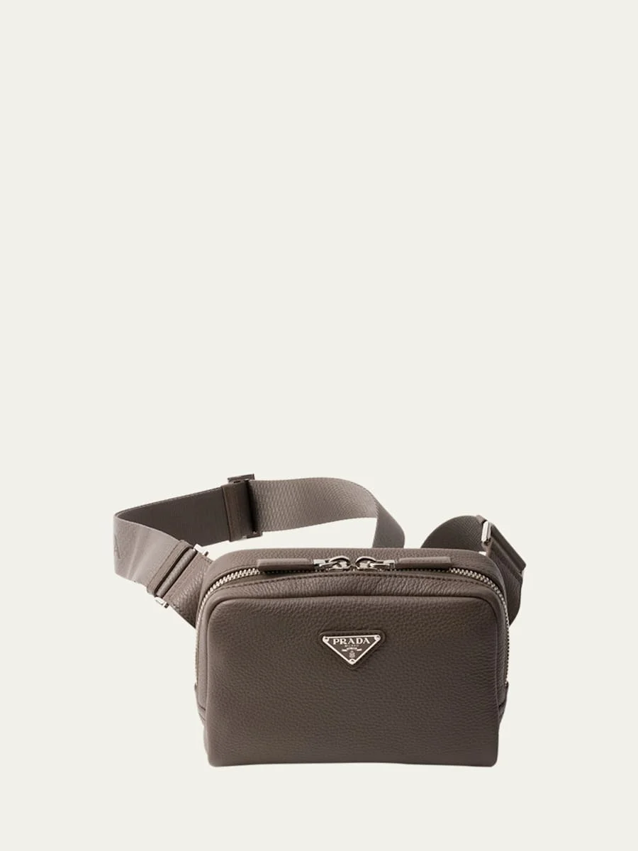 Men's Vitello Daino Leather Crossbody Bag - 1