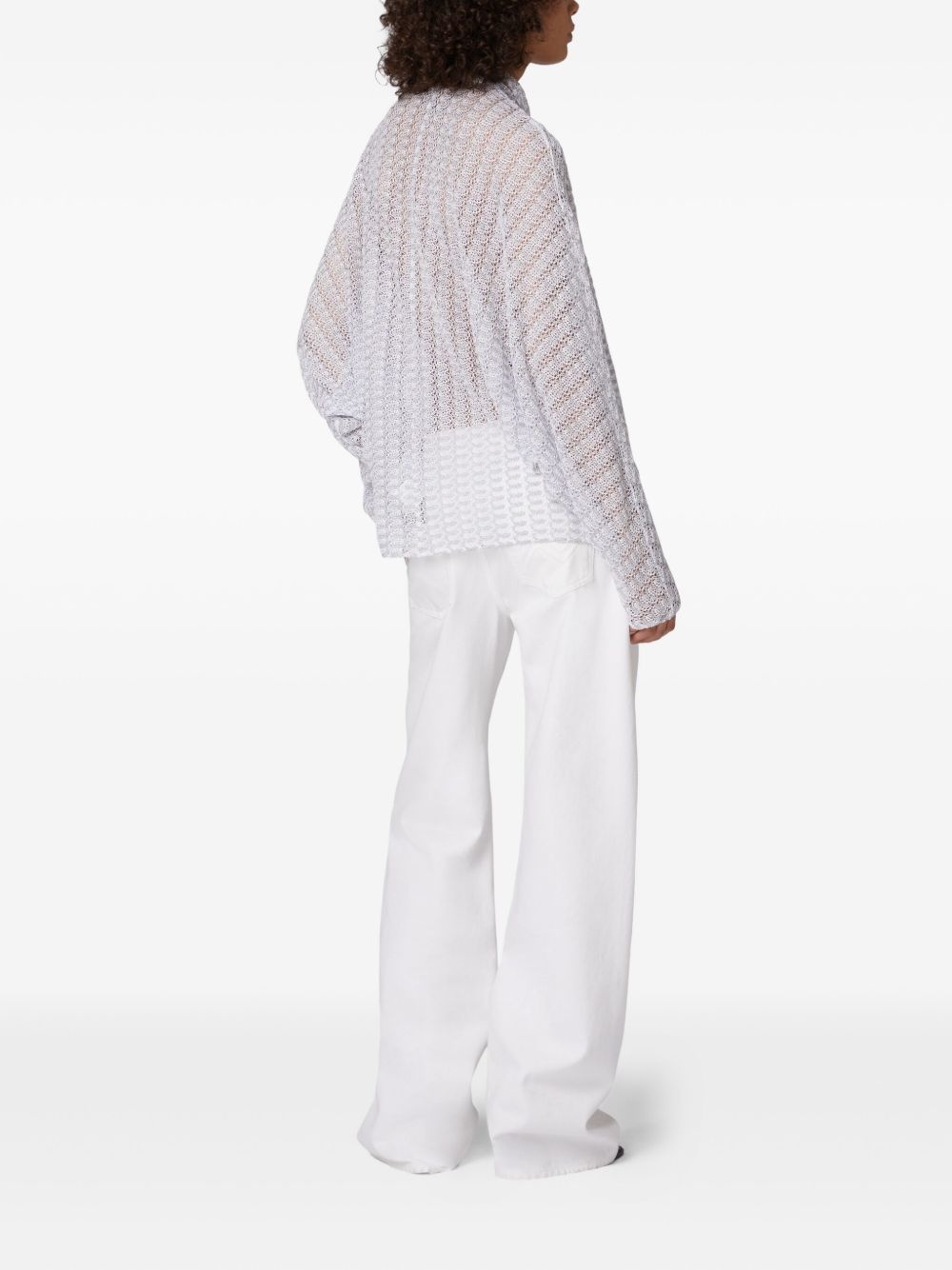 sash-collar lamé blouse - 3