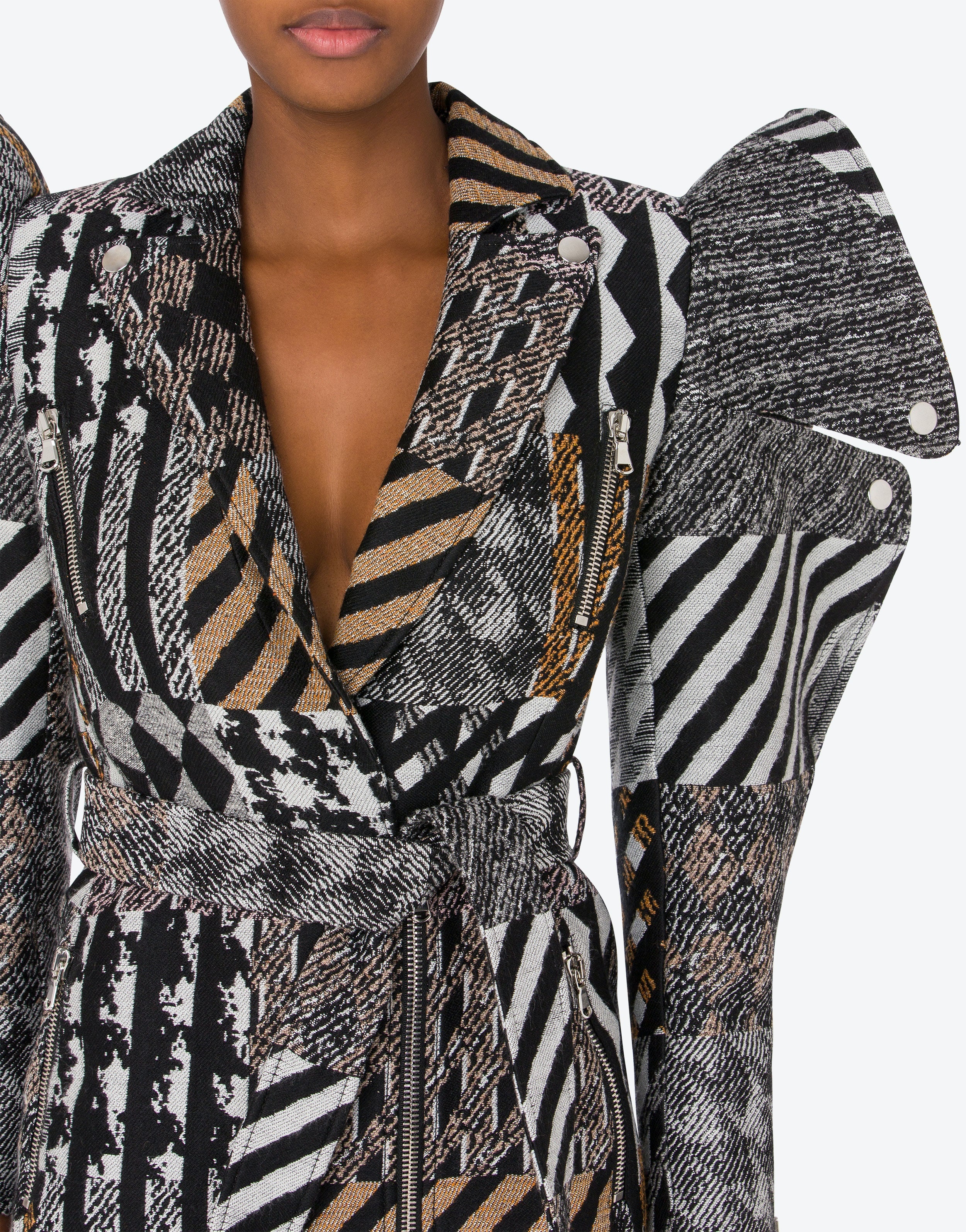 PATCHWORK WOOL BLEND COAT - 4