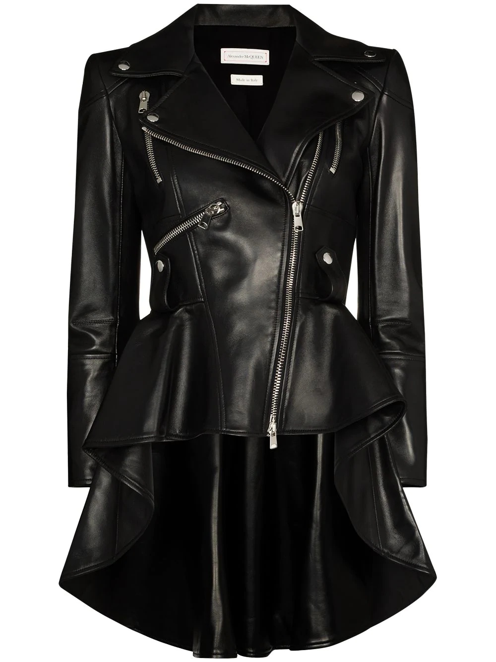 peplum-hem asymmetric biker jacket - 1