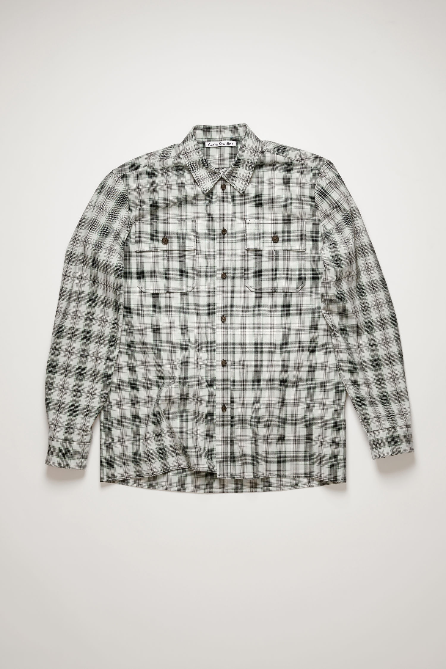 Checked flannel shirt black/mint blue - 1