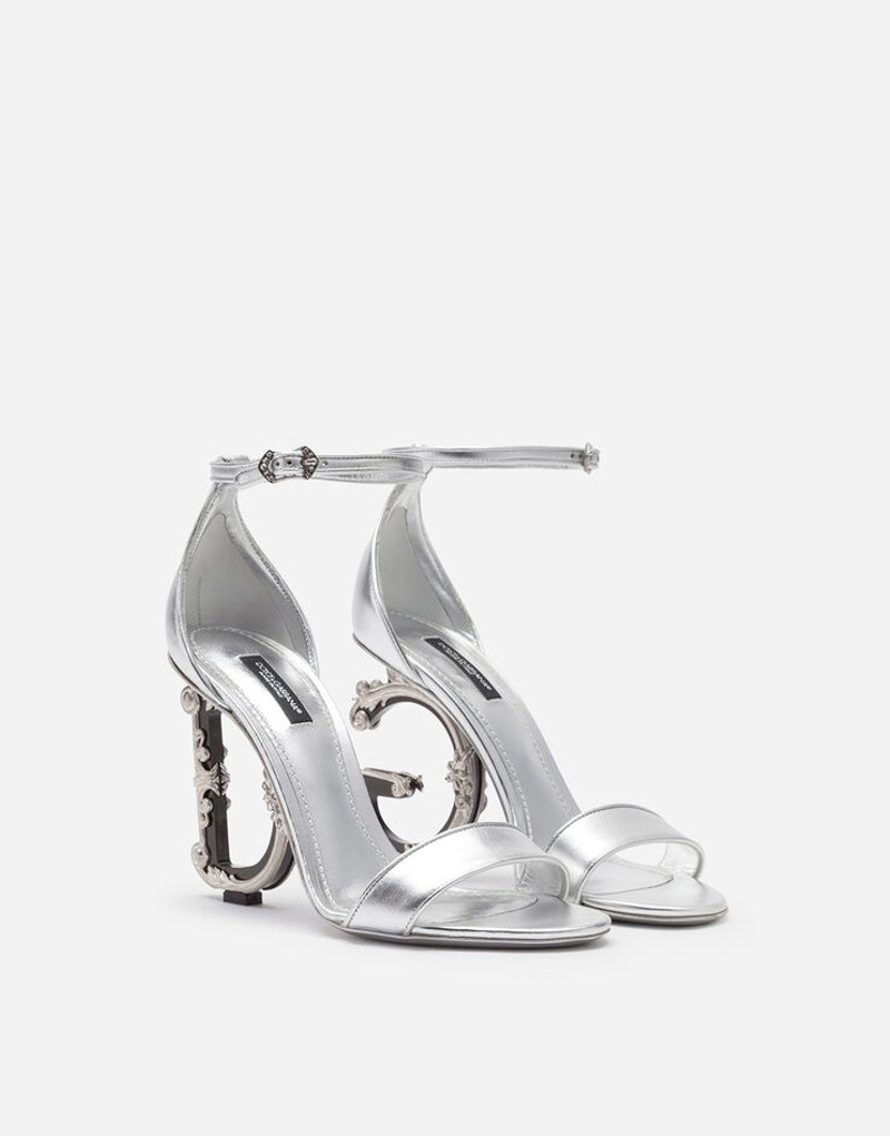 Nappa mordore sandals with baroque DG heel 2