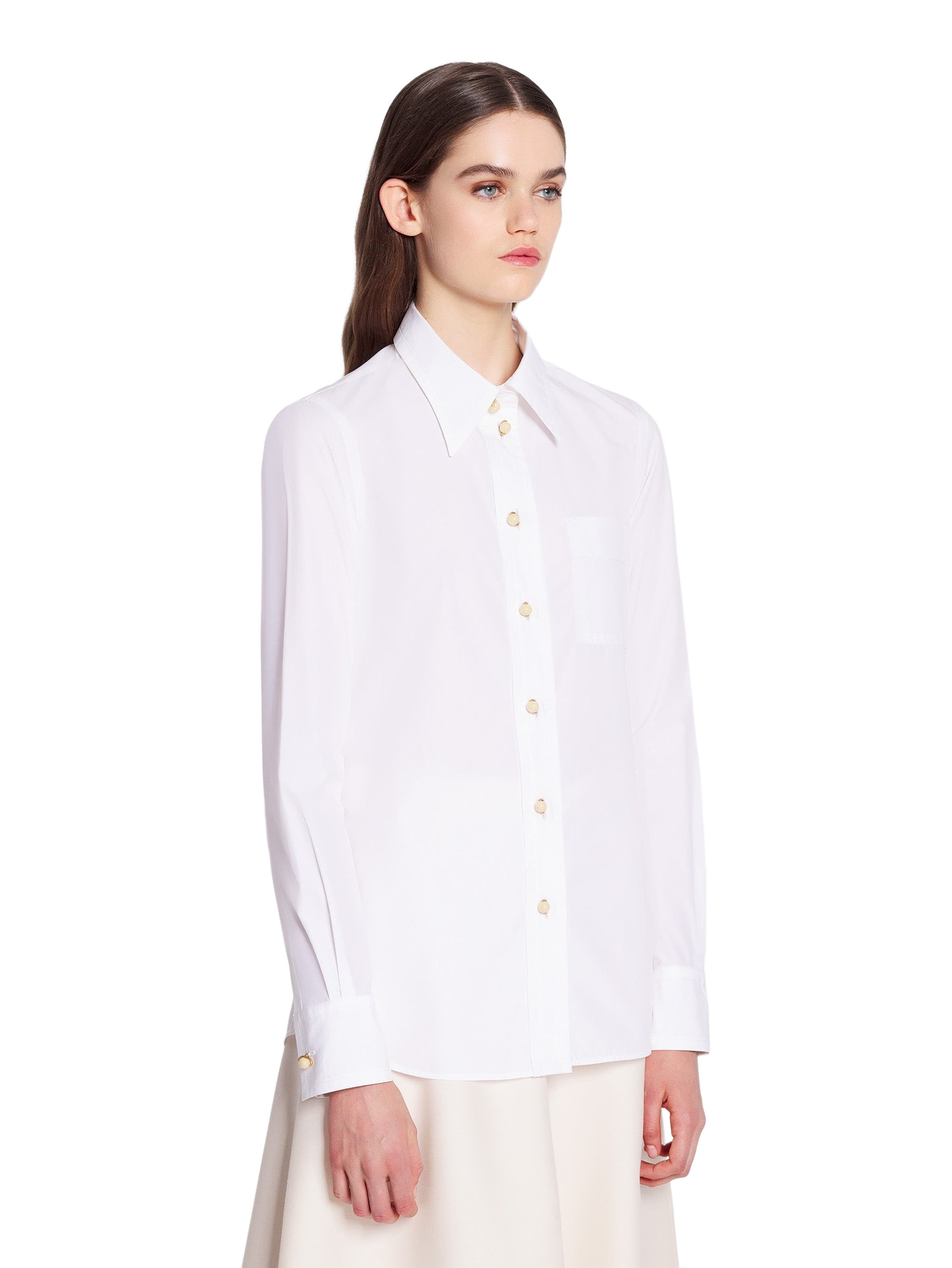 Lanvin Long Sleeve Shirt In Poplin in Optical White at Nordstrom - 9