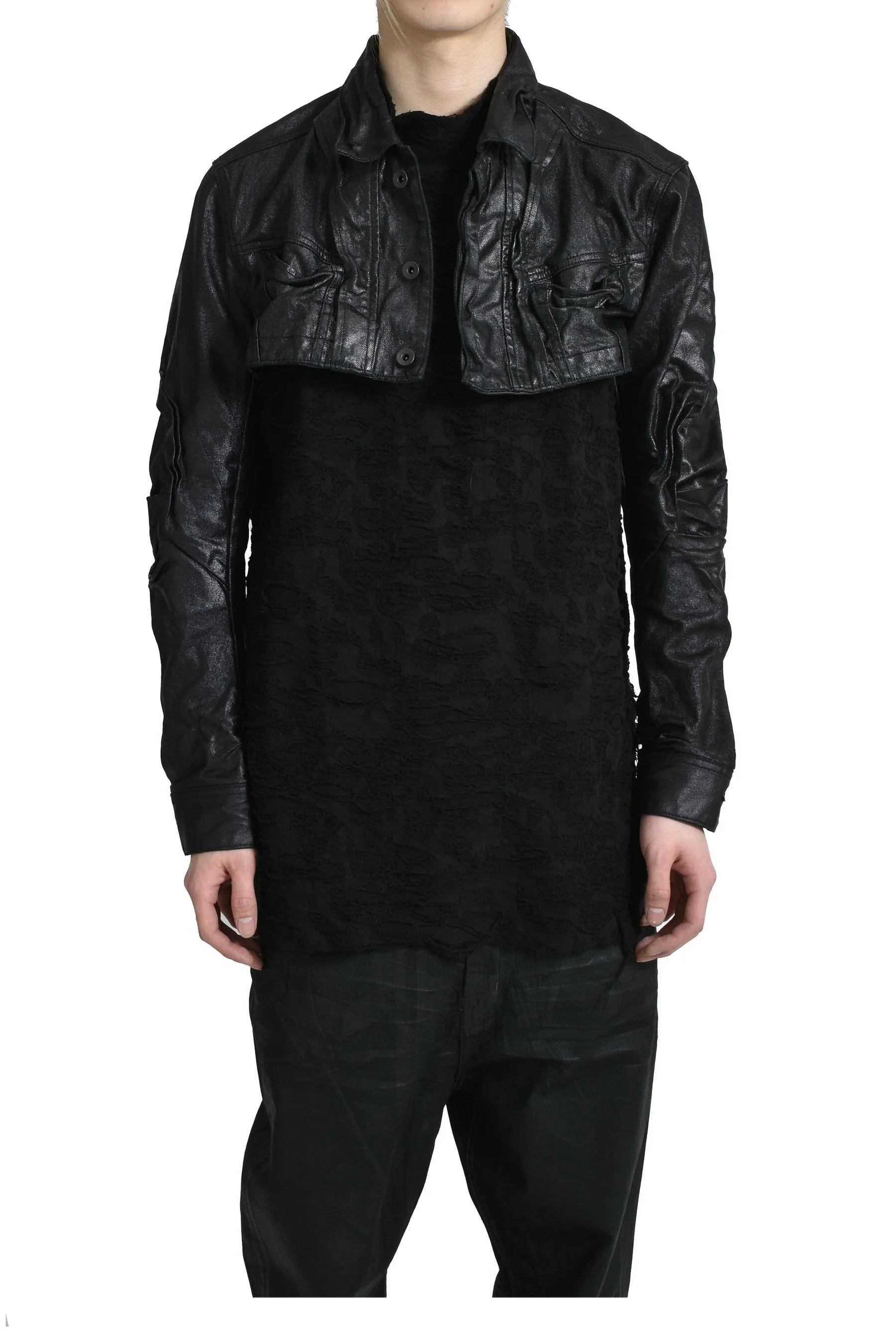 COATED DENIM BLOUSON / BLK - 1