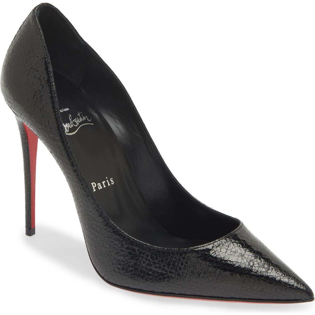 Christian Louboutin Christian Louboutin Kate Snakeskin Embossed Patent Leather Pump in B439 Black Lin Black at Nordstrom nordstrom REVERSIBLE
