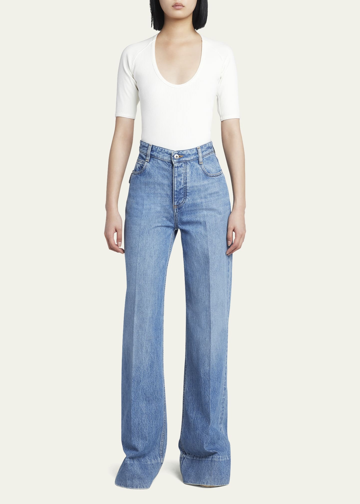 Ribbed Compact Cotton Jersey Top - 2