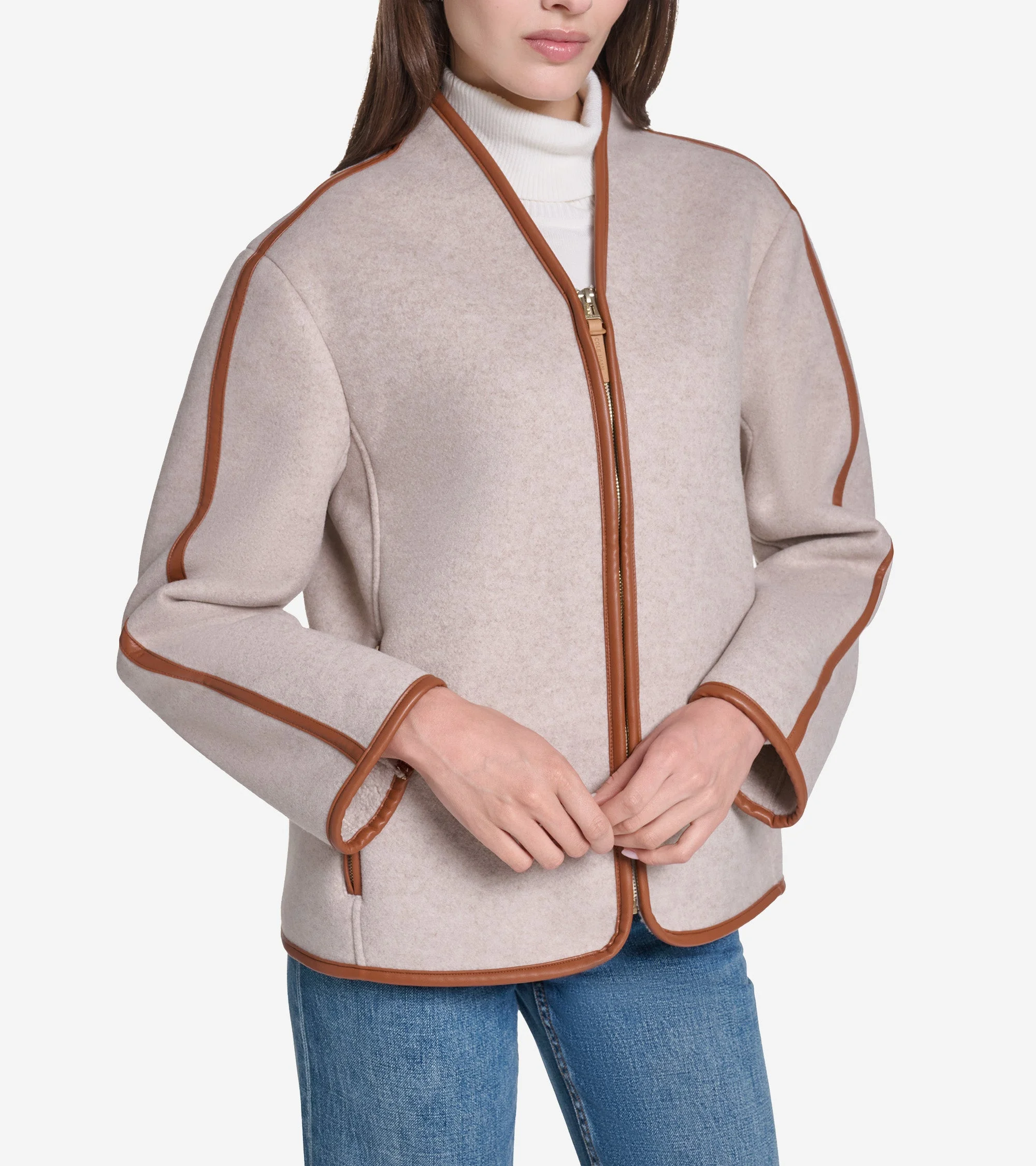 Women's Faux Wool Shearling Jacket - 1