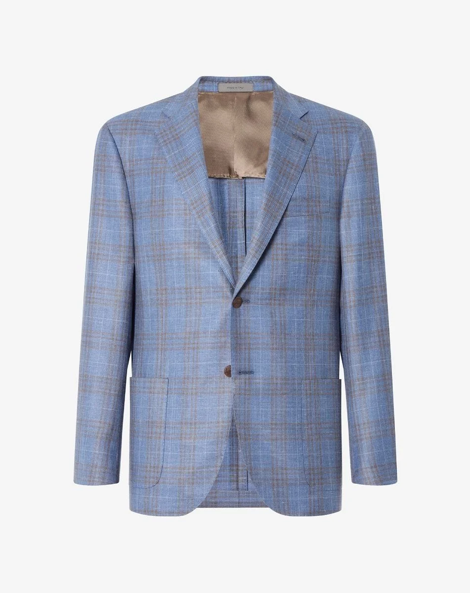 Navy blue wool, silk and linen jacket - 1