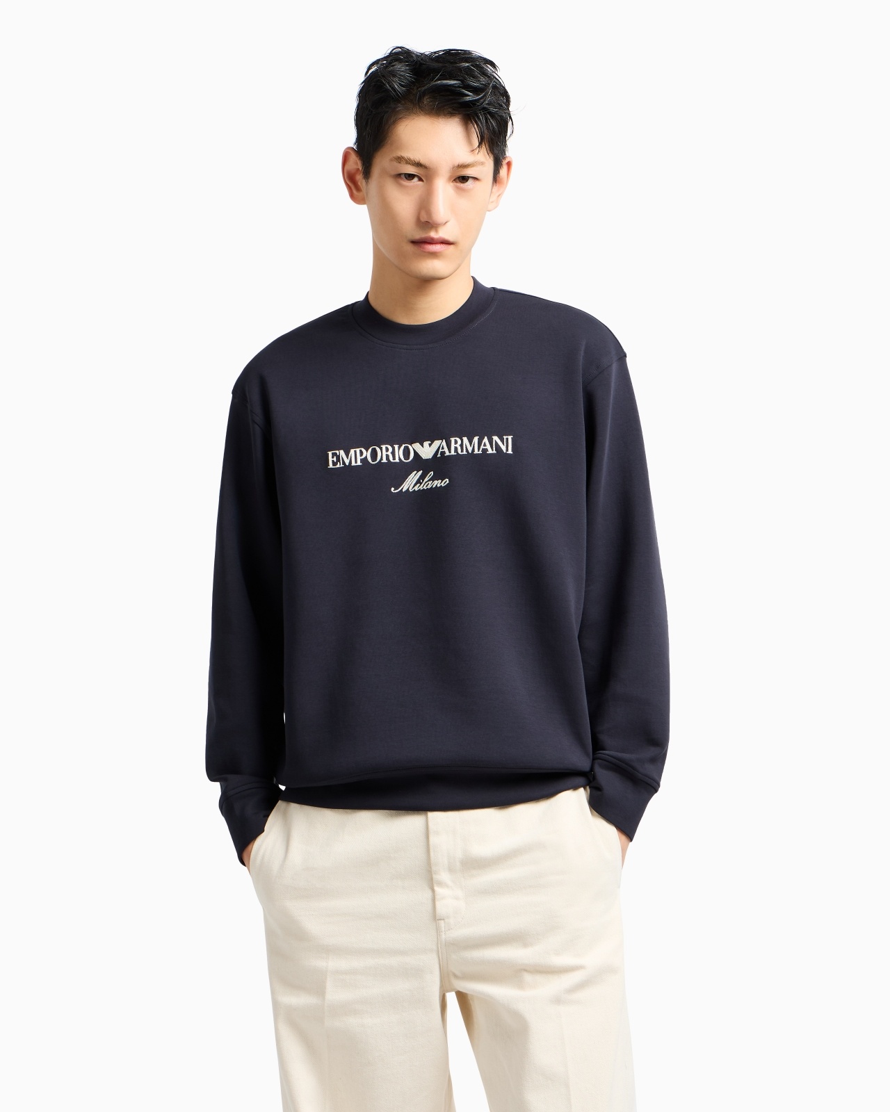 DOUBLE-JERSEY SWEATSHIRT WITH LOGO EMBROIDERY - 2
